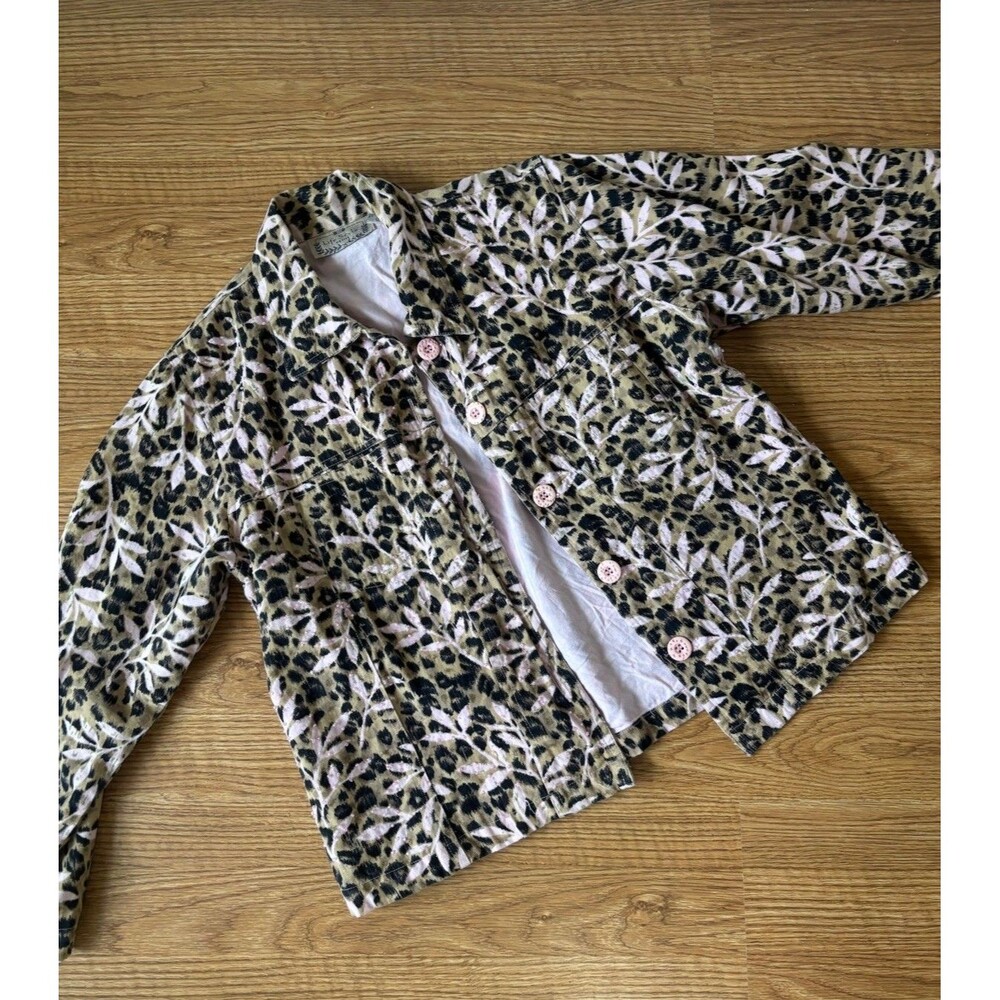 Cheetah Pink Beaded Jacket Vintage - Life style Brand- Size PL - 100% Cotton